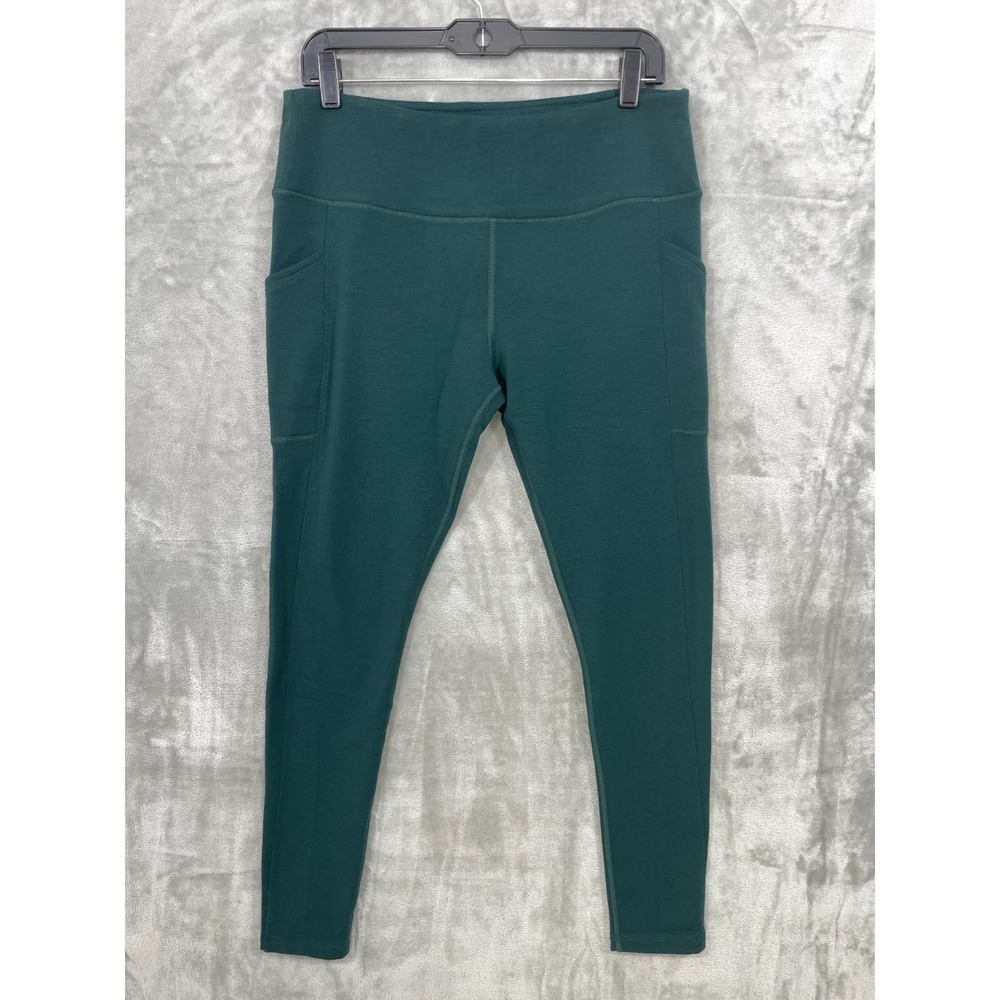 Woolx Piper Merino Wool Leggings Side Pockets Womens Large Green Warm Stretch